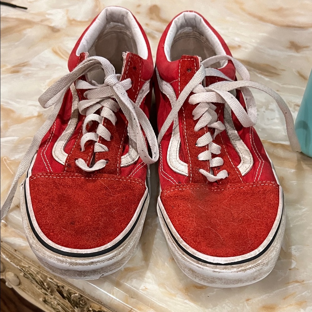 Vans Red and White Athletic Shoes
